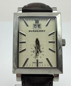 31 電池交換済 稼働品 BURBERRY バーバリー BU1322 スクエア クォーツ スモセコ メンズ腕時計 