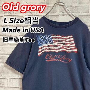 レア星条旗Tee★USA製 旧星条旗 国旗 Tシャツ アメリカ トリコロール Made in USA アメリカ USA 古着