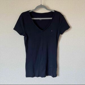 TOMMY HILFIGER Tシャツ　Vネック　ネイビー　S　半袖