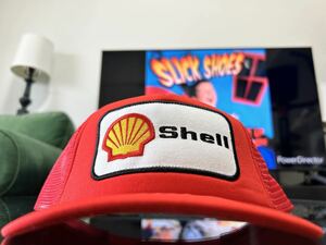 シェル Shell 企業　メッシュキャップ　レッド