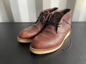 中古品☆RED WING ワークチャッカブーツ サイズUS8 26cm Work Chakka 米国製 レッドウィング 赤茶 3141 プレーントゥ USA 革靴 レザー