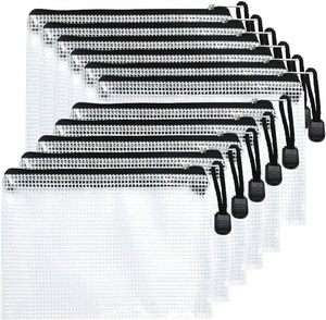  zipper type file sack 10 sheets A6 size mesh pouch clear case 