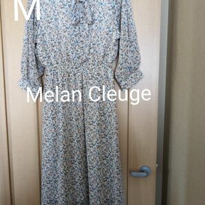 激カワ☆【Melan Cleuge】7部袖花柄ロングワンピース　M　ホワイト