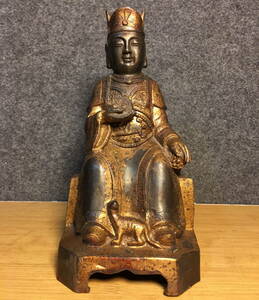唐物 旧藏 中国 古銅彫 純銅財神像です 商売繁盛、財源広進 時代物 中國古美術 賞物 極細工 置物 GSL105