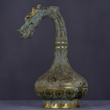 珍藏 中国漢代の青銅錯金竜頭瓶です 青銅器 時代物 極細工 中國古美術 置物 古賞物 唐物 古美術品 DYW46_画像7