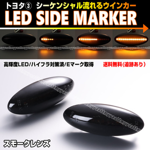 トヨタ③ シーケンシャル 流れる ウインカー LED サイドマーカー スモーク レンズ サクシード プロボックス 160系 NCP160V NCP165V NSP160V