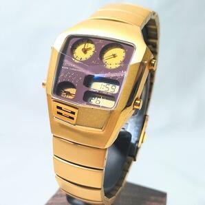 稼働品 CITIZEN シチズン アナデジテンプ 三面カットガラス ゴールド レトロフューチャーデザイン 8988