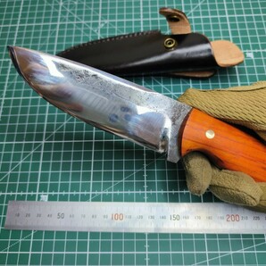 A#2 ハンドメイドナイフ カスタムナイフ  ダブルナイフ 鍛造 ベアリング鋼 革ケース付の画像2
