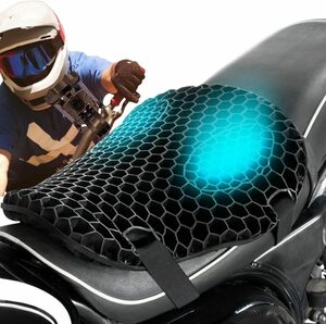 バイクシート クッション 厚型 【オールシーズン対応】 ゲルクッション 尻痛み 腰痛み解消 3Dメッシュシートカバー 四季を通じて