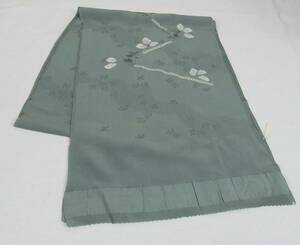 AS195　正絹　帯揚げ　絞り入りで刺繍花柄　未使用