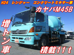 【諸費用コミ】:朝日株式会社H24large sizeLDG-HinoレンジャーコンクリートミキサーvehicleKayaba混合容量4.5立米増tonneナンバーincluded