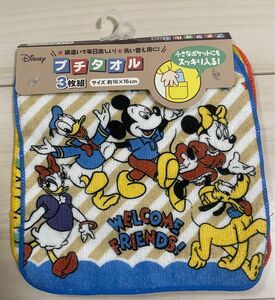 新品　ディズニー　ミッキー&フレンズ　ミニタオル　ハンカチ　３枚セット　レトロ