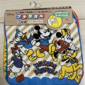 新品　ディズニー　ミッキー&フレンズ　ミニタオル　ハンカチ　３枚セット　レトロ