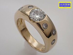 K18 イエローゴールド ダイヤリング 0.70+0.18ct 8.5号 7.0g 中古B+ 【送料無料】 C-9059