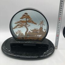 0080425中古中国芸術品、置物、精緻木質彫刻、鶴松柏常青高25cn18cm_画像7