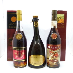 A24-740【ブランデー3本セット】G.FRANSAC VSOP フランサック/LA FAYETTE ラファイエット XO エクストラ/MAJOR メジャー ナポレオン 700ml