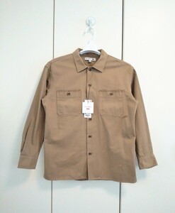 ◎ 完売品【未使用/タグ付き】UNIQLO and JW Anderson ツイル ワークシャツ 長袖 Brown メンズ Mサイズ ゆったりめ ブランケットステッチ