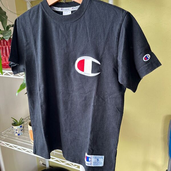 チャンピオン デカロゴ 半袖 Tシャツ 黒 S