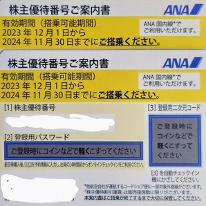 ★送料無料♪ANA株主優待券 ２枚 有効期限：2024年11月30日の画像1