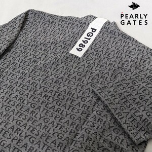 ★新品正規品 PEARLYGATES/パーリーゲイツ ロゴジャガードポリエステル/コットンストレッチ 半袖ハイネックカットソー 5(L) 日本製