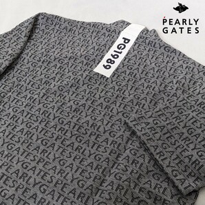 ★新品正規品 PEARLYGATES/パーリーゲイツ ロゴジャガードポリエステル/コットンストレッチ 半袖ハイネックカットソー 5(L) 日本製の画像1