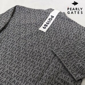 ★新品正規品 PEARLYGATES/パーリーゲイツ ロゴジャガードポリエステル/コットンストレッチ 半袖ハイネックカットソー 6(LL)の画像1