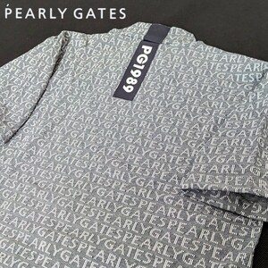 ★新品正規品 PEARLYGATES/パーリーゲイツ ロゴジャガードポリエステル/コットンストレッチ 半袖ハイネックカットソー 6(LL)