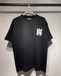 送料無料 AMIRI アミリ メンズ　レディース　Tシャツ　丸首　半袖　男女兼用　ロゴ有り　コットン　ペアルック　1565-XL