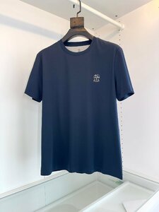 送料無料　ブルネロクチネリ　BRUNELLO CUCINELLI メンズ　Tシャツ　刺繍ロゴ　背中文字　シンプル　半袖　M-3XL　サイズ選択可能　4357