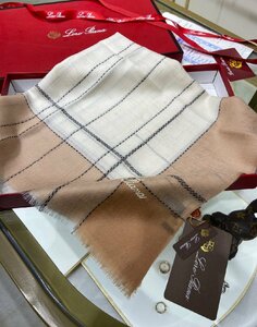 loropiana　ロロピアーナ　レディース　カシミア　ストール　マフラー　刺繍ロゴ　110*110cm　箱付き　3138