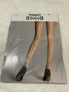 【新品】オーストリア製 Wolford 15デニール マチ付き オールスルー Love バックシーム 黒 パンティストッキング パンスト