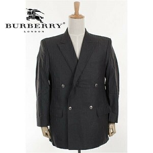 A4320/美品 秋冬 総裏 BURBERRY LONDON バーバリーロンドン 銀ボタン テーラード ダブル4Bジャケット 170 AB5 灰色/日本製 メンズ 三陽商会