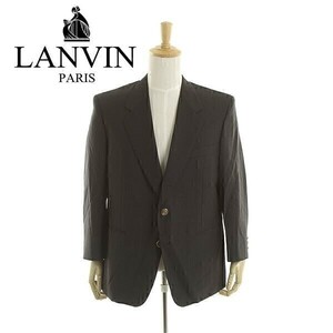 A4131/美品 秋冬 総裏 LANVIN ランバン ウール モヘア 金ボタン テーラード シングル2Bジャケット 46-54 黒/メンズ スーツ用 ビジネス