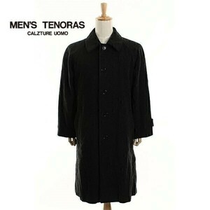 A4456/美品 秋冬 MEN'S TENORAS ティノラス ウール アンゴラ ロング チェスター ステンカラーコート M 黒/日本製 メンズ スーツ用 ビジネス