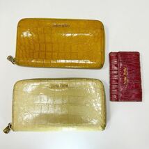 ☆miu miu ミュウミュウ 長財布＆キーケース6連 3点セット☆ ラウンドジップ×2　ホワイト　イエロー　ピンク 【USED】0402A_画像1