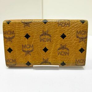 ◆MCM エムシーエム◆ 長財布 スナップ式 がま口 本革 小銭入れ＆定期入れ有 ヴィセトス柄 ブラウン系 【USED】0417 の画像3