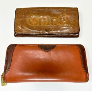 ◆長財布 2点セット◆ Chloe クロエ＆MARC BY MARC JACOBS　マークバイマークジェイコブス　本革　ブラウン【USED】0424