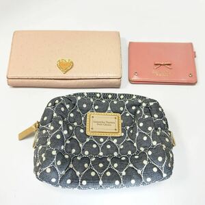 ◆Samantha Thavasa サマンサタバサ プチチョイス 3点セット◆ ポーチ＆長財布＆パスケース　ピンク 【USED】0411A