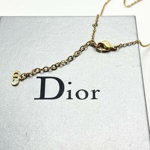 極美品 クリスチャン ディオール Christian Dior ネックレス アクセサリー ハート カラーストーン ロゴ ラインストーン 刻印 ゴールド 金の画像3