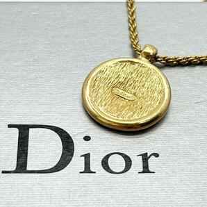 極美品 クリスチャンディオール Christian Dior ネックレス アクセサリー 旧ロゴ サークル コイン プレート ラインストーン ゴールド 金の画像2