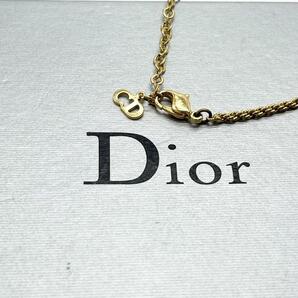 極美品 クリスチャンディオール Christian Dior ネックレス アクセサリー 旧ロゴ サークル コイン プレート ラインストーン ゴールド 金の画像3