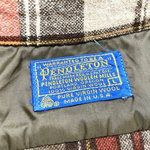 1960'S～ アメリカ製 PENDLETON ペンドルトン チェック柄 ウールボードシャツ sizeL (ビンテージ 50s ロカビリー オンブレ レーヨン ギャバの画像4