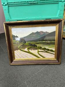 Art hand Auction 大森祥吾 ｢田植えの頃｣ 油彩6号 無所属人気作家 雄大美情景 逸品 風景画 額装 油絵 絵画 真作 インテリア, 絵画, 油彩, 自然, 風景画