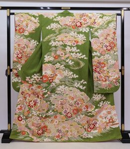 cherry*z0735fc* long-sleeved kimono collection!* long-sleeved kimono single goods *. color series * coming-of-age ceremony graduation ceremony wedding * front ..[ secondhand goods / silk ]