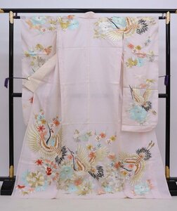 cherry*y7239fc* translation have * long-sleeved kimono .* light pink series * remake Japanese clothes coming-of-age ceremony bride flower .. earth production display material .[ secondhand goods / poly- ]