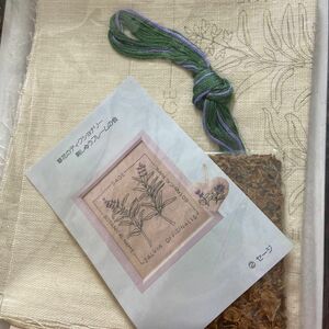 フェリシモ　草花のディクショナリー　刺繍フレームの会　セージ　作成キット　ハンドメイド