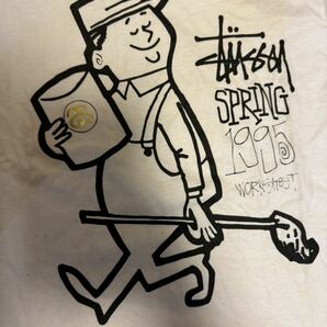 STUSSY 非売品カレンダーTee(L)(白)ステッカー金SET(ゴールド系)当時モノ OLD オールド ステューシー ￥1 最落無し限定ノベルティシャネルの画像3