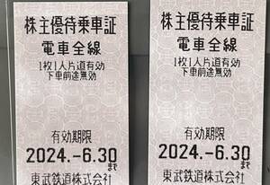 東武鉄道 株主優待乗車証 有効期限 2024.06.30 2枚