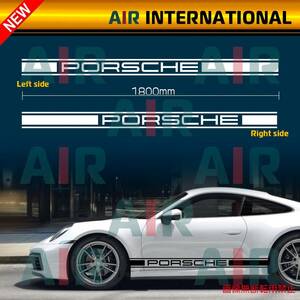 【AIR int'l製品】PORSCHE 『PORSCHE』basicタイプ サイド デカール ステッカー 7色選択可能　左右2枚set（ポルシェ ライン）