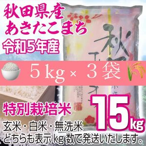 農家直送 秋田県産 令和5年 あきたこまち 15kg 特別栽培米 秋田小町 無洗米も対応